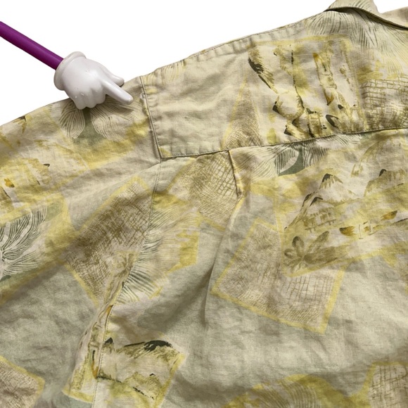 Tommy Bahama Shirt Mens Size 2XL Short Sleeve Hawaiian Linen Floral Yellow - Picture 4 of 6
